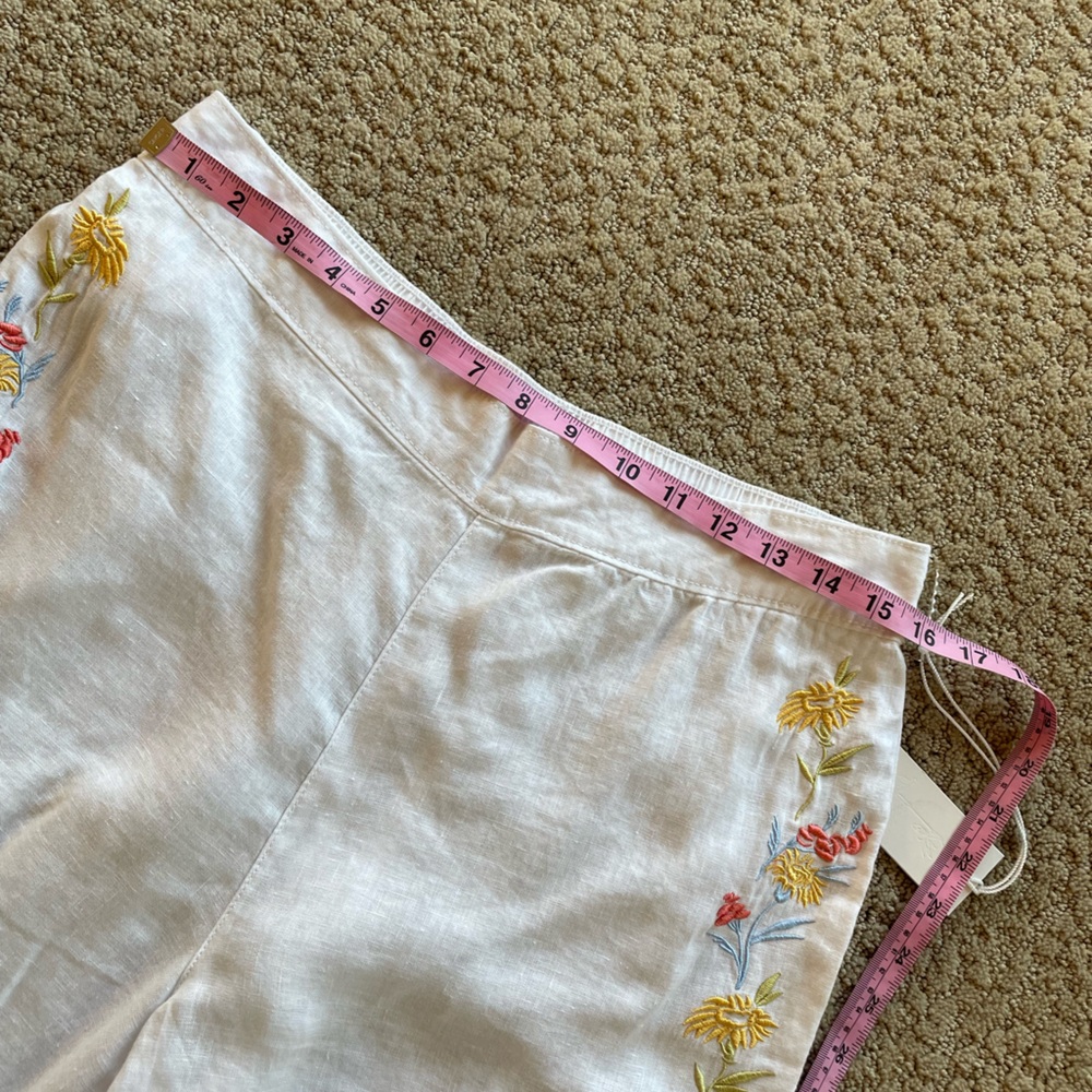 Calypso St. Barth embroidered white 100% linen pants - Picture 9 of 11